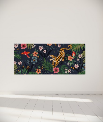 Tenture murale design en coton 145x190cm Forest Flowers - MiLOME