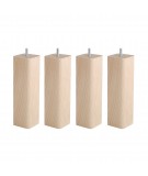 Lot de 4 pieds bois cylindrique, haut. 15, Made In France