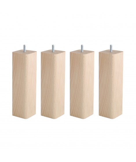 Lot de 4 pieds carrés en Hêtre, haut. 20 cm, Made In France